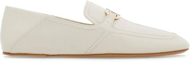 Ferragamo logo-plaque leather loafers White