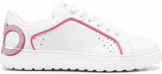 Ferragamo Manhattan Gancini-print sneakers White