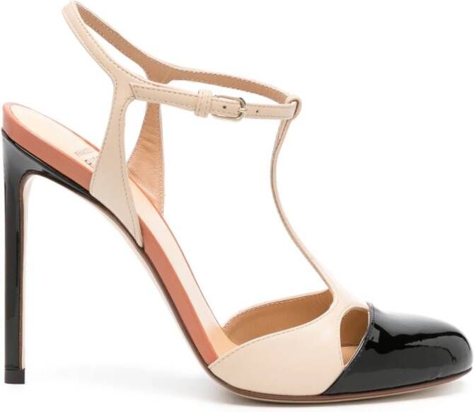Francesco Russo 105mm contrasting-toecap pumps Black