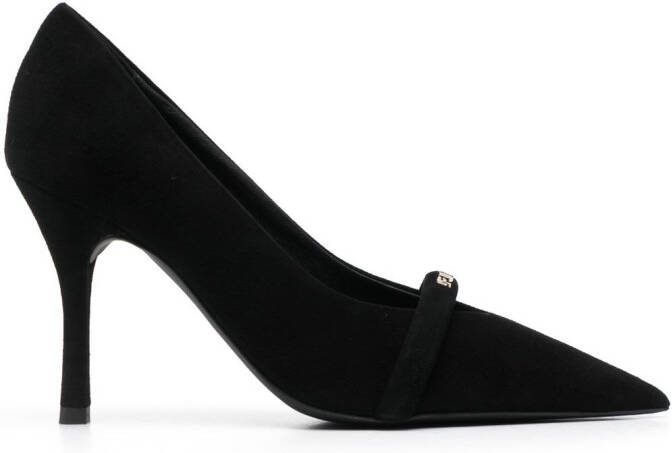 Furla 80mm logo-plaque leather pumps Black