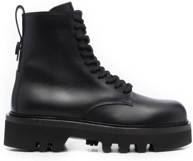 Furla lace-up leather boots Black