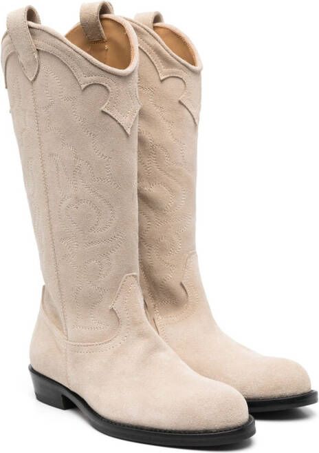 Gallucci Kids leather cowboy boots Neutrals