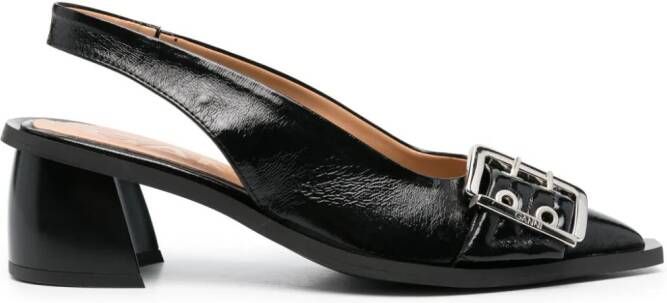 GANNI 50mm eyelet-detail slingback pumps Black