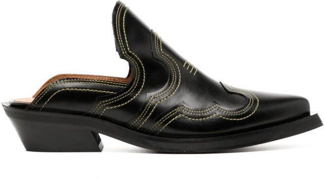 GANNI embroidered western mules Black