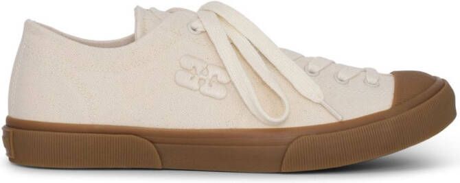 GANNI logo-embroidered organic cotton sneakers Neutrals