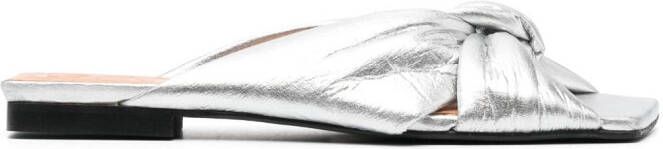 GANNI metallic-finish knot-detail sandals Silver