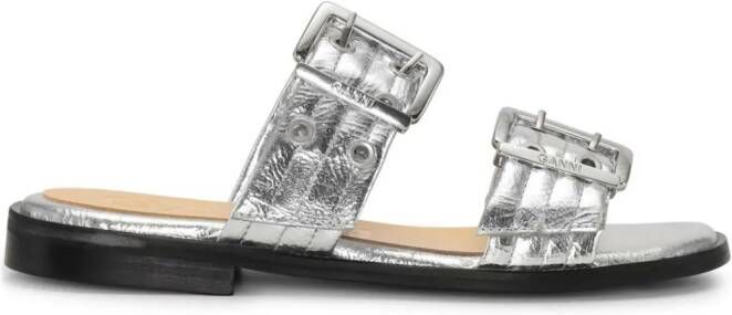 GANNI strap buckle slides Silver