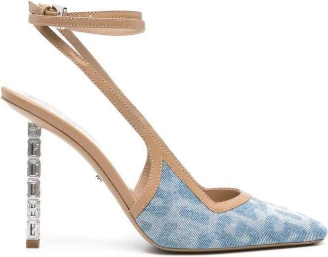GCDS 120mm slingback leather pumps Blue