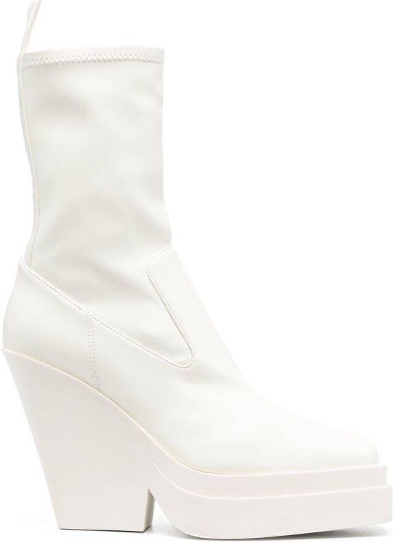 GIABORGHINI 120mm tapered-heel leather boots White