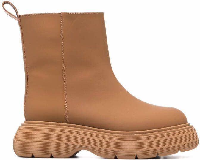 GIABORGHINI chunky sole leather ankle boots Brown