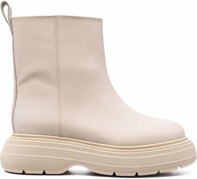 GIABORGHINI Marte chunky leather ankle boots Neutrals