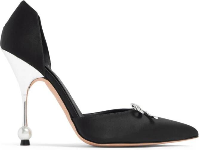 Giambattista Valli 105mm bow-embellished satin pumps Black