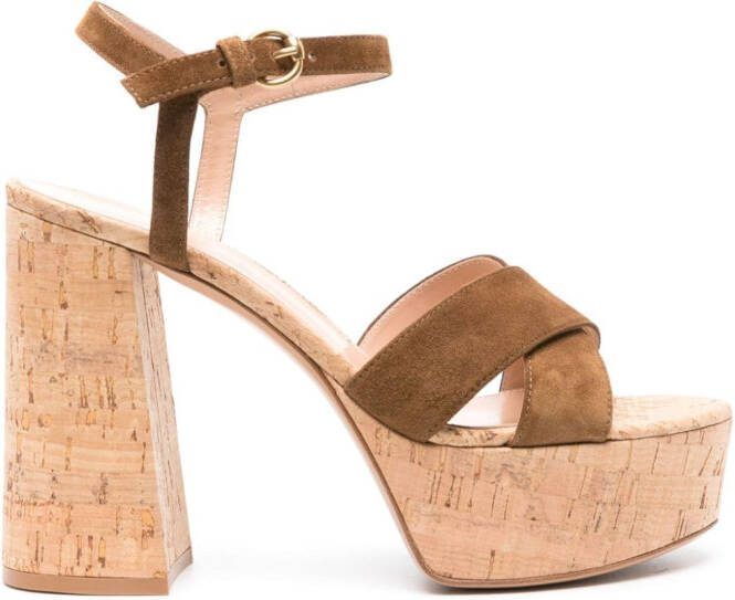 Gianvito Rossi 128mm suede platform sandals Brown