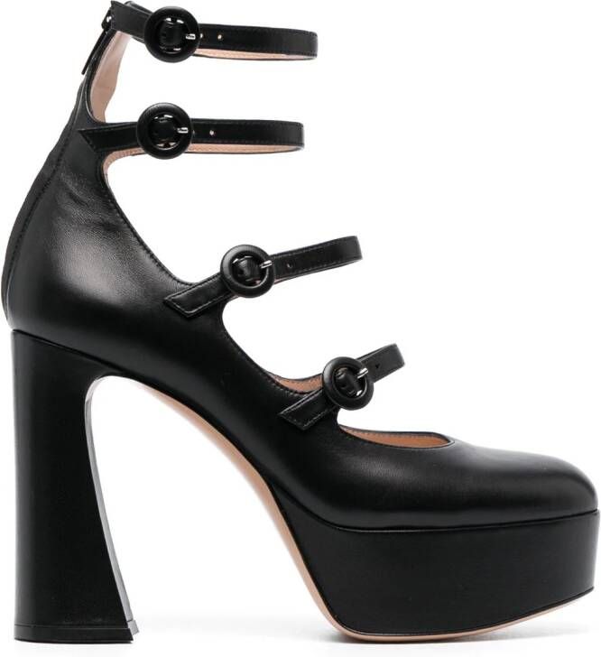 Gianvito Rossi 130mm almond-toe leather pumps Black