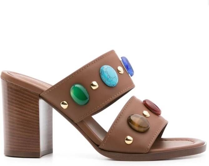 Gianvito Rossi 90mm beaded leather sandals Brown