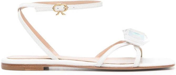 Gianvito Rossi embellished leather flat sandals White