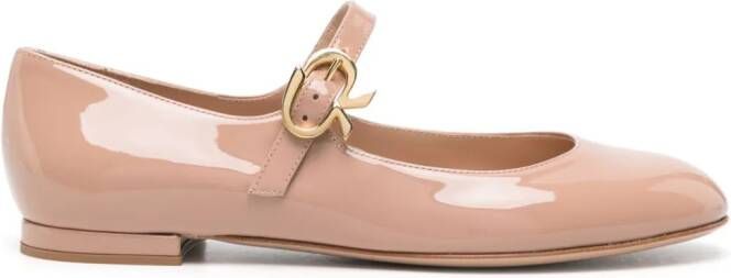Gianvito Rossi Mary Ribbon 05 leather ballerina shoes Neutrals