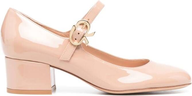 Gianvito Rossi Mary Ribbon 50mm patent leather pumps Neutrals