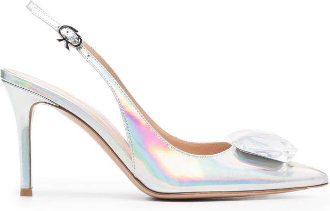 Gianvito Rossi metallic-finish 95mm pointed pumps Grey