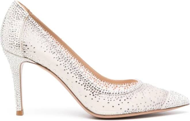 Gianvito Rossi Rania 85mm rhinestone pumps White