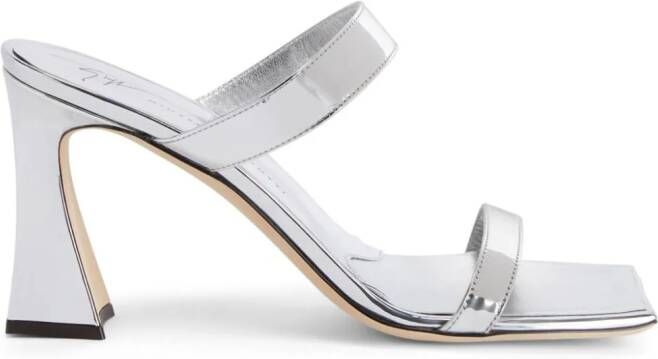 Giuseppe Zanotti 85mm Flaminia double-strap mules Silver