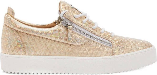 Giuseppe Zanotti Frankie Kaleido metallic-leather sneakers Neutrals
