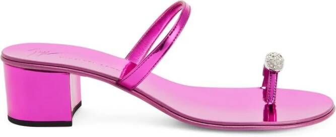 Giuseppe Zanotti 40mm Ring leather sandals Pink