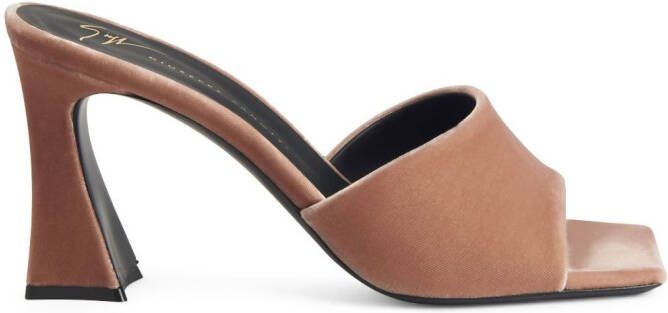 Giuseppe Zanotti 85mm Solhene velvet sandals Brown