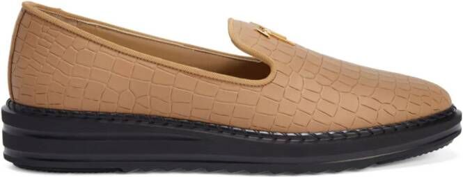 Giuseppe Zanotti Tim logo-lettering loafers Neutrals