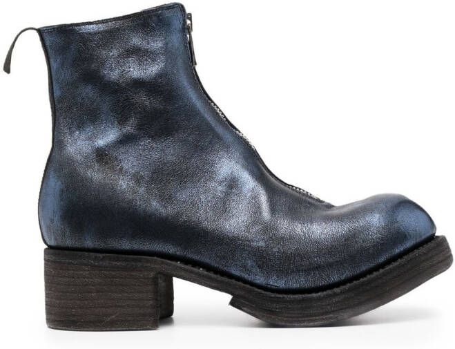 Guidi metallic-sheen leather boots Blue