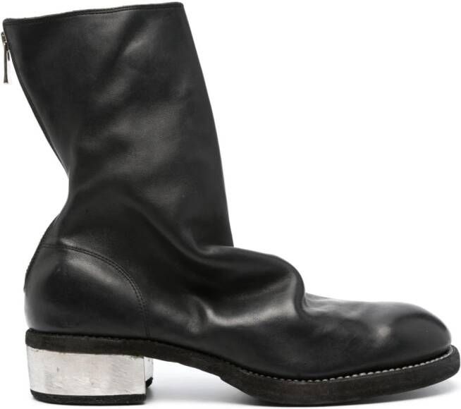 Guidi round-toe leather boots Black