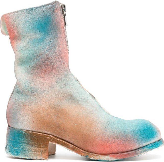Guidi spray-paint effect boots Blue