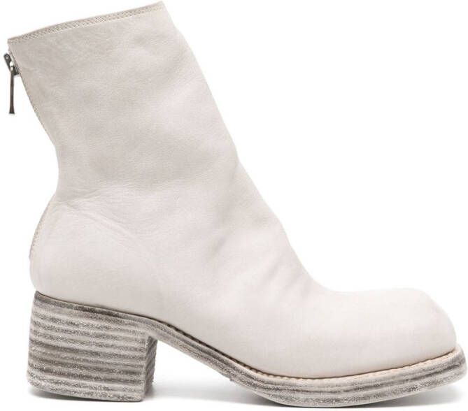 Guidi square-toe leather ankle boots Grey