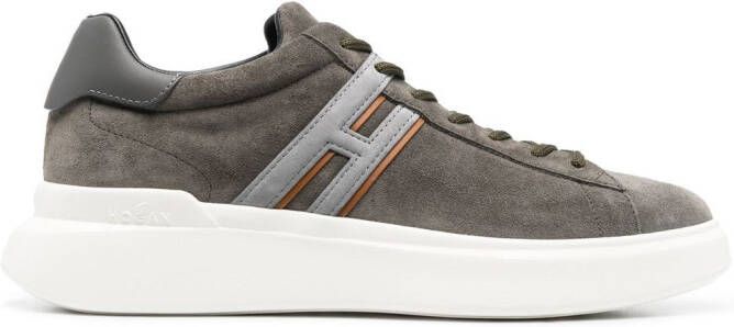 Hogan logo-patch low-top suede sneakers Green