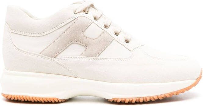 Hogan logo-patch suede-panelled sneakers Neutrals
