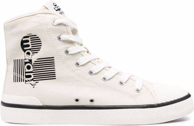 ISABEL MARANT logo-print lace-up sneakers Neutrals
