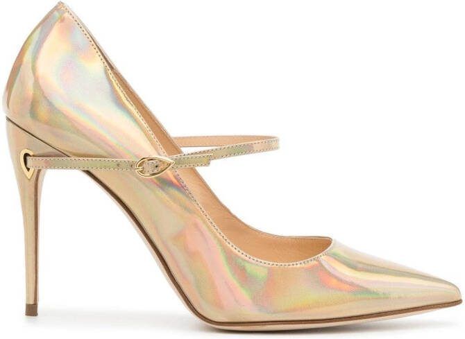 Jennifer Chamandi Lorenzo 105mm leather pumps Gold