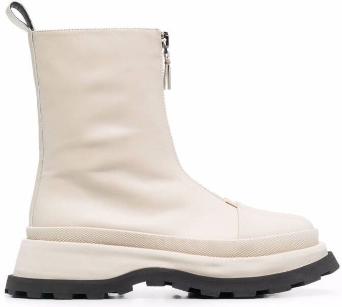 Jil Sander leather front-zip ankle boots Neutrals
