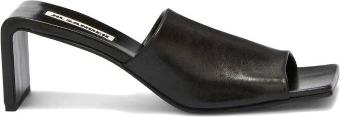 Jil Sander square open-toe leather sandals Black