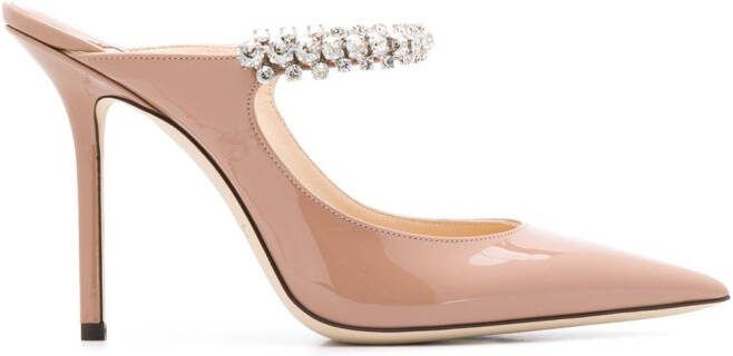 Jimmy Choo Bing 100mm crystal-embellished mules Pink