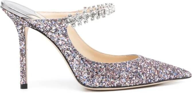 Jimmy Choo Bing 100mm glitter mules Pink
