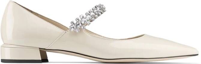 Jimmy Choo Bing crystal-strap ballerina shoes Neutrals
