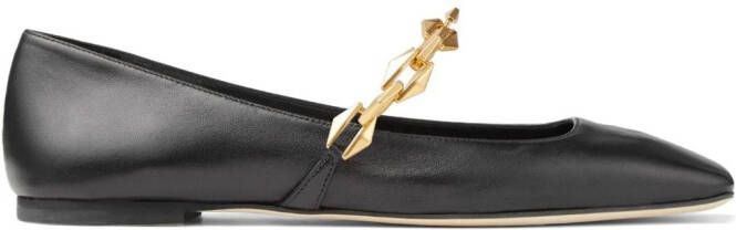 Jimmy Choo Diamond Tilda leather ballerina shoes Black