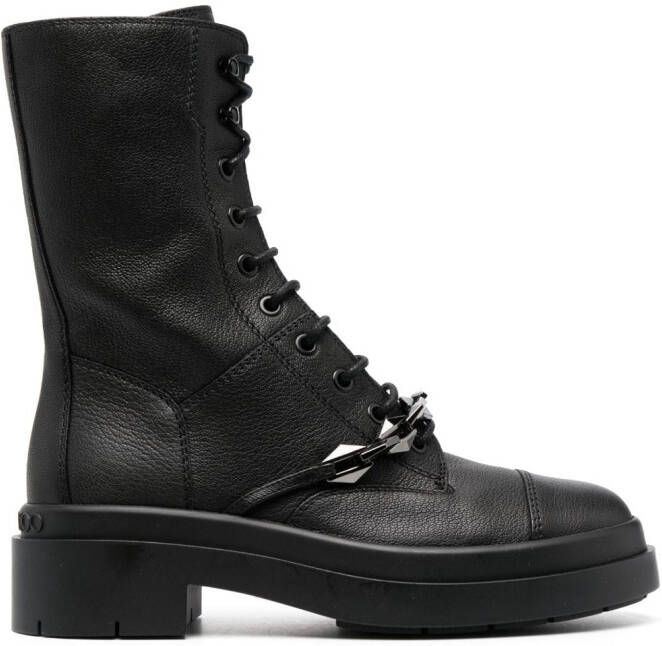Jimmy Choo Nari grained-texture leather boots Black