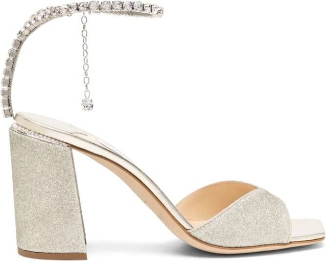 Jimmy Choo Saeda 85mm leather sandals Gold