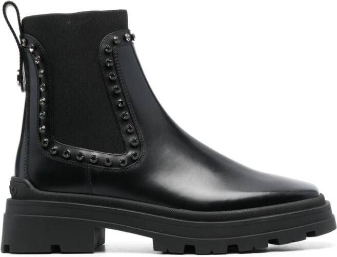 Jimmy Choo Veronique crystal-embellished leather boots Black