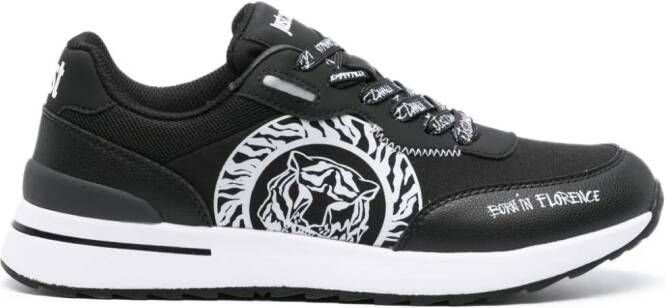 Just Cavalli Tiger Head-print leather sneakers Black