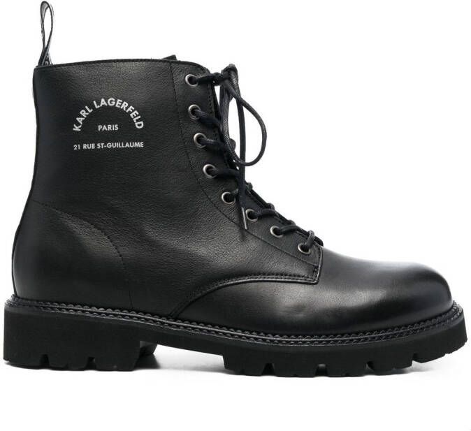 Karl Lagerfeld logo-print leather ankle boots Black