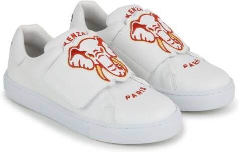 Kenzo Kids graphic-print touch-strap sneakers White