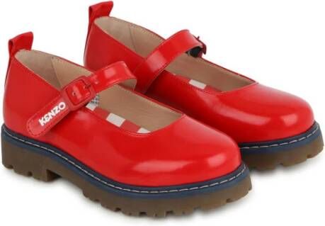 Kenzo Kids logo-embroidered leather ballerinas